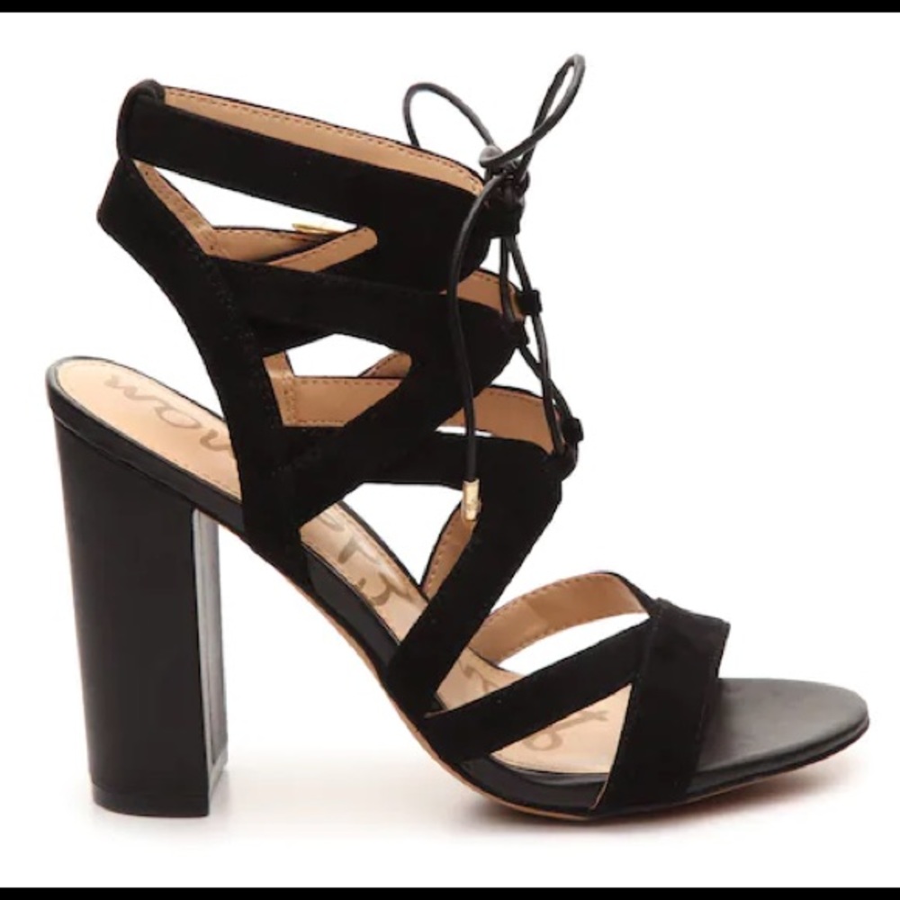 SAM EDELMAN Yardley Block Heel Sandal in BLACK LEATHER - Size 8.5 - NEVER WORN!